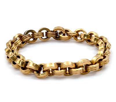 18k Gold Bracelet, Italy, Mid 20th Century.
Marked.
Length: 21cm.
19.05gr.