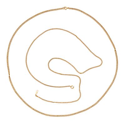Two 14k Yellow Gold Chains Necklaces.
Length: 45-46cm.
Marked (each).
10.27gr.