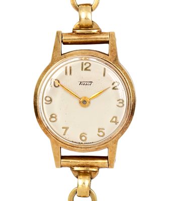 שעון יד לאישה Tissot זהב צהוב 14 קראט. 
מנגנון מכני. 
צמיד וקייס זהב צהוב 14 קראט. 
לא במצב 