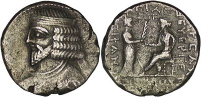 Parthian Empire. Vologases I. Second reign (58-77 AD). BI Tetradrachm. Seleukeia on the Tigris. 