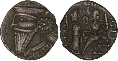 Parthian Empire. Vologases V (191-208 AD). Billon Tetradrachm. Seleukeia on the Tigris. Parthian 
