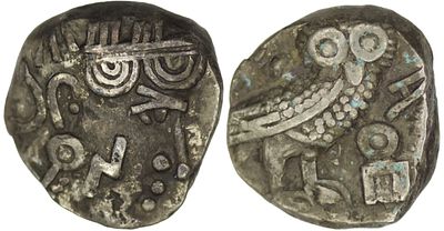 Arabia. Sabaean. Anonymous (ca. 3rd-2nd century BC). AR Unit (5.11g/ 15mm). Imitating Athenian 
