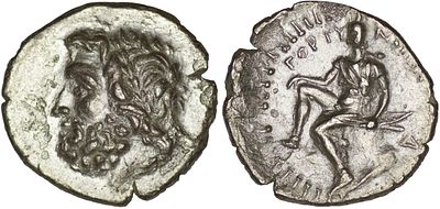 Crete. Gortyna (Circa 98/6-94 BC). AR Drachm (4.22g/ 19mm). Diademed head of Minos left 