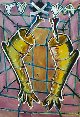 Georgy stin - Two chicken legs . Georgy stin - Two chicken legs 
acrylic on wood 
44x66 cm