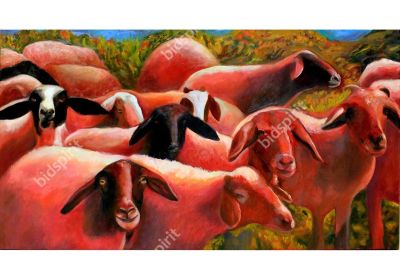 Anat Baron Gilboa - Sheep in pasture in Nachshon - Anat Baron Gilboa
50x93 cm 
oil on canvas