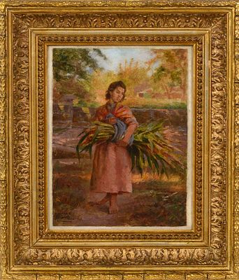 Jos&eacute; DE ALMEIDA E SILVA (1864-1945) - ALMEIDA E SILVA, "Flor agreste", &Oacute;leo sobre tela, Dim. 