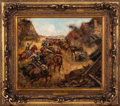 Paul PERBOYRE (1851-1929) - Paul PERBOYRE, Cena de militares a cavalo, &Oacute;leo sobre tela, Dim. 