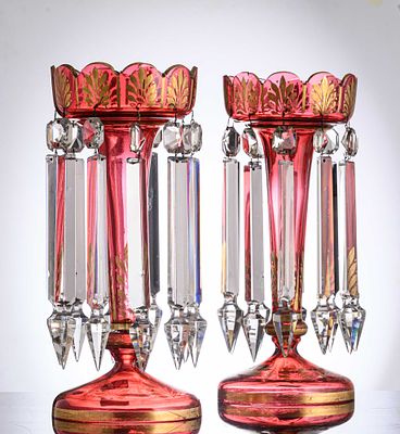 Par de porta-ananases em vidro e cristal. Alt. aprox.: 37 cm. ENG Pair of pineapple holders in 