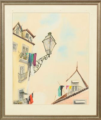 EDUARDO ALARC&Atilde;O (1930-2003) - Eduardo ALARC&Atilde;O, Vista de lisboa, &Oacute;leo sobre tela, Dim. aprox.: 65 x 