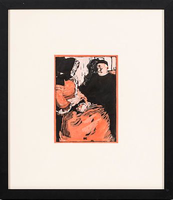 Ant&oacute;nio SOARES (1894-1978) - Ant&oacute;nio SOARES, Figuras, T&eacute;cnica mista sobre papel, Dim. aprox.: 22 x 