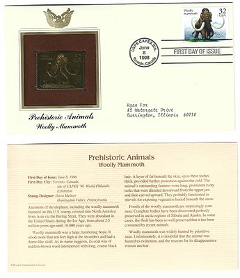 מעטפת יום ההופעה ארה"ב עם בול מצופה זהב 24 קראט. מהדורה מוגבלת עם תעודת אותנטיות. הידעת הזהב 