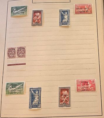 שתי סדרות של בולי לבנון משחקים אולימפיים 1924 עם הדפסי רכב - אחד צרפתי והשני גם הדפס בערבית. 