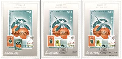 3 דפי מזכרת 72. דף ממוספר, מינט ודוגמא. כולם במצב מעולה. בממוספר ובדוגמא יש גם בול מאחור עם 