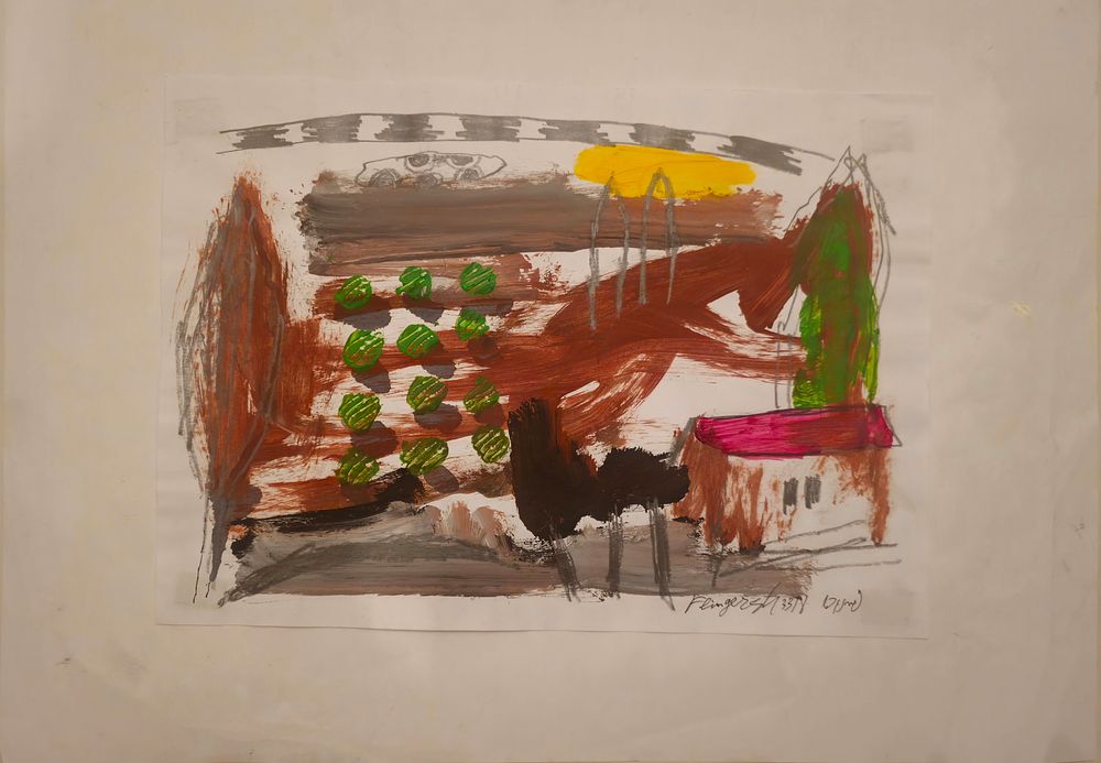 ציור יפההה ומיוחד של הצייר עודד פיינגריש. שילוב אלמנטים. מרתק. מידות 30&times;21 ס"מ 
צבעי גואש