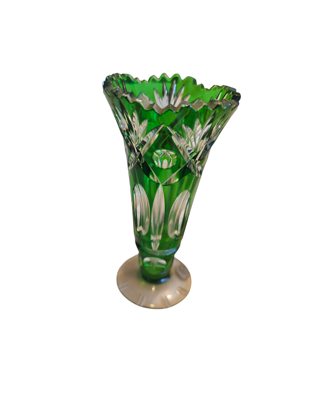 אגרטל קריסטל קטן בצבע ירוק. יפהפה ומושלם. גובה 15 ס"מ