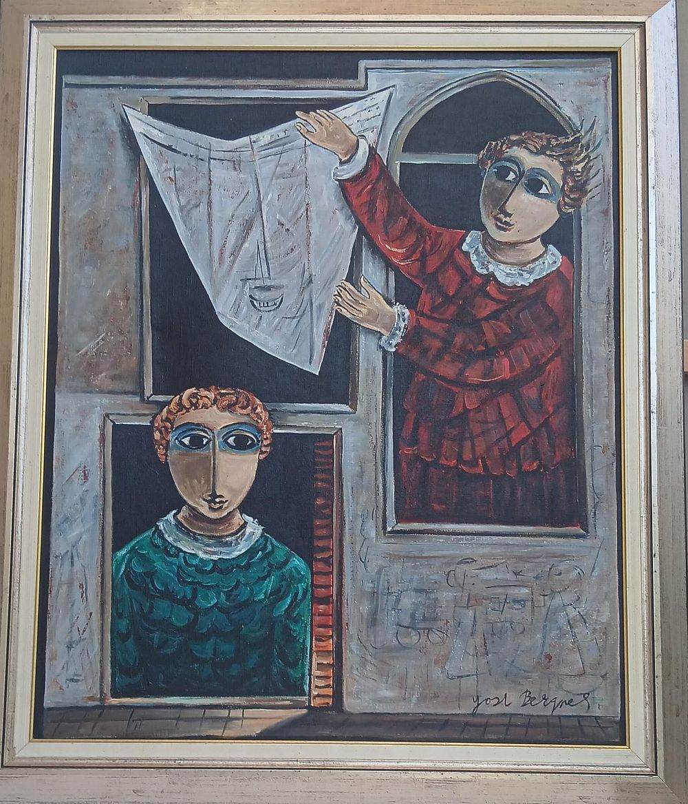 יוסל ברגנר
2 דמויות בחלון
שמן על בד
חתום מקדימה ומאחורה
ניתן לקבל תעודה בתוספת תשלום .
88&times;73 