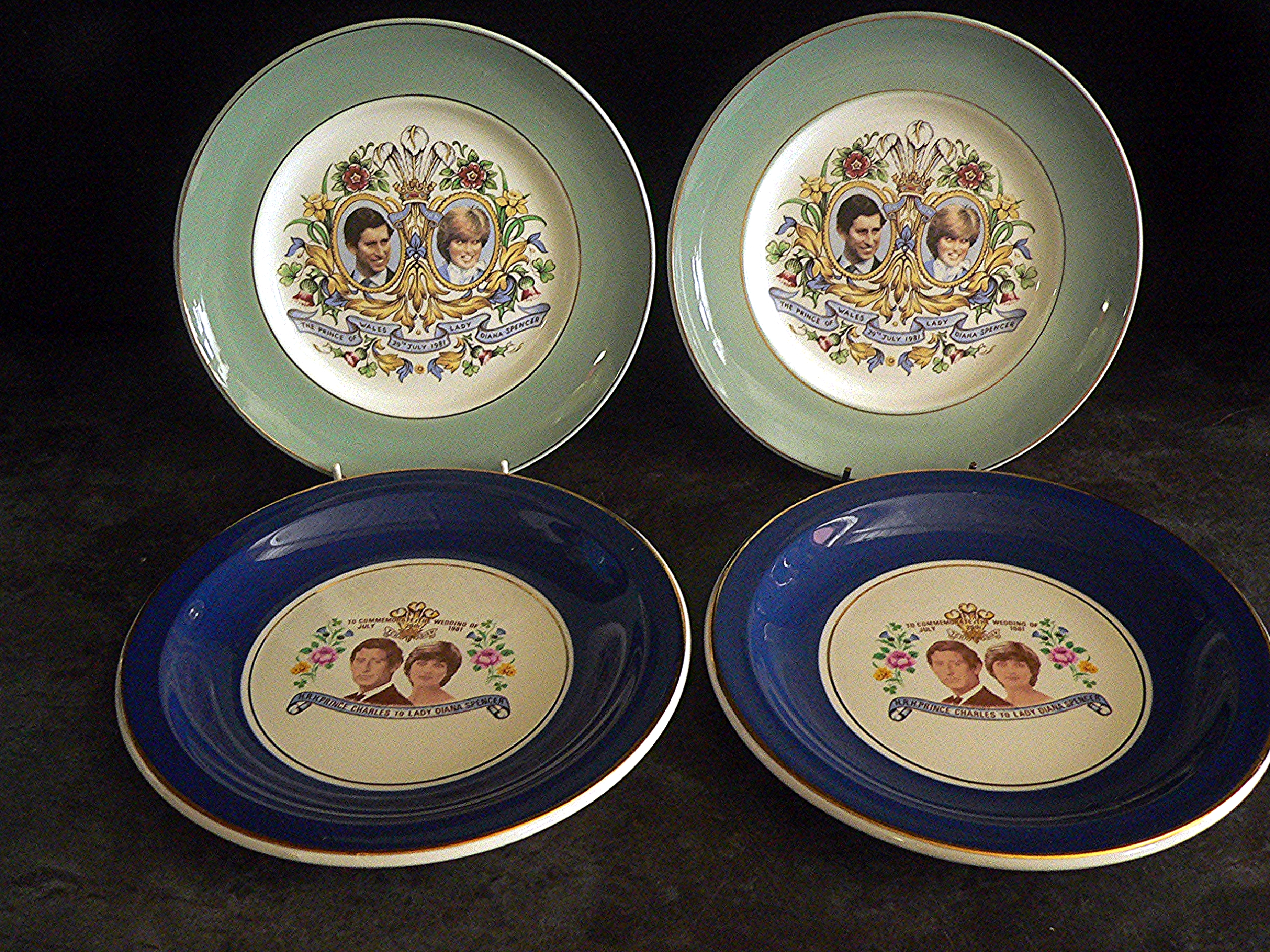 Four vintage Charles & Diana plates