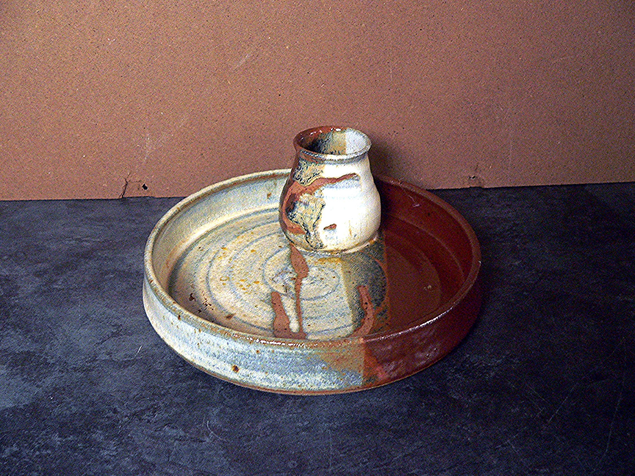 Signed "LJ" contemporary studio pottery dish