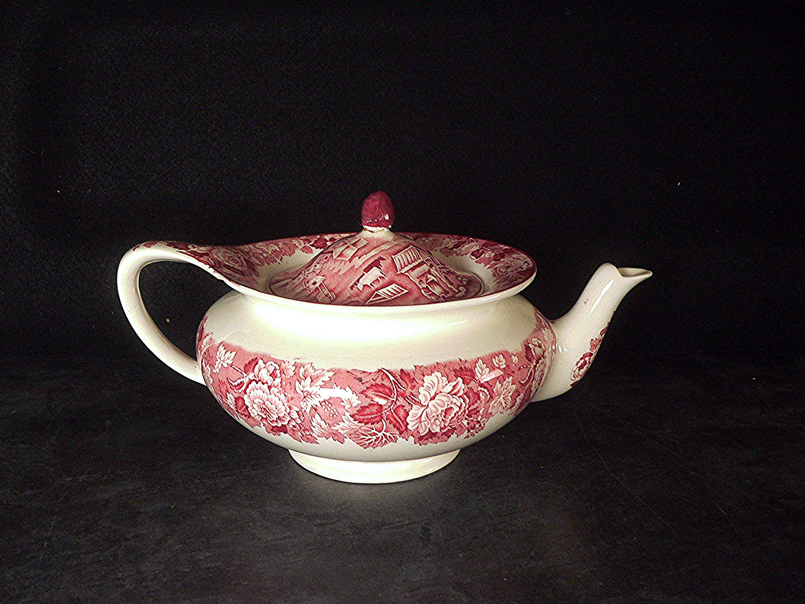 Vintage Enoch Woods Pink & White teapot/planter