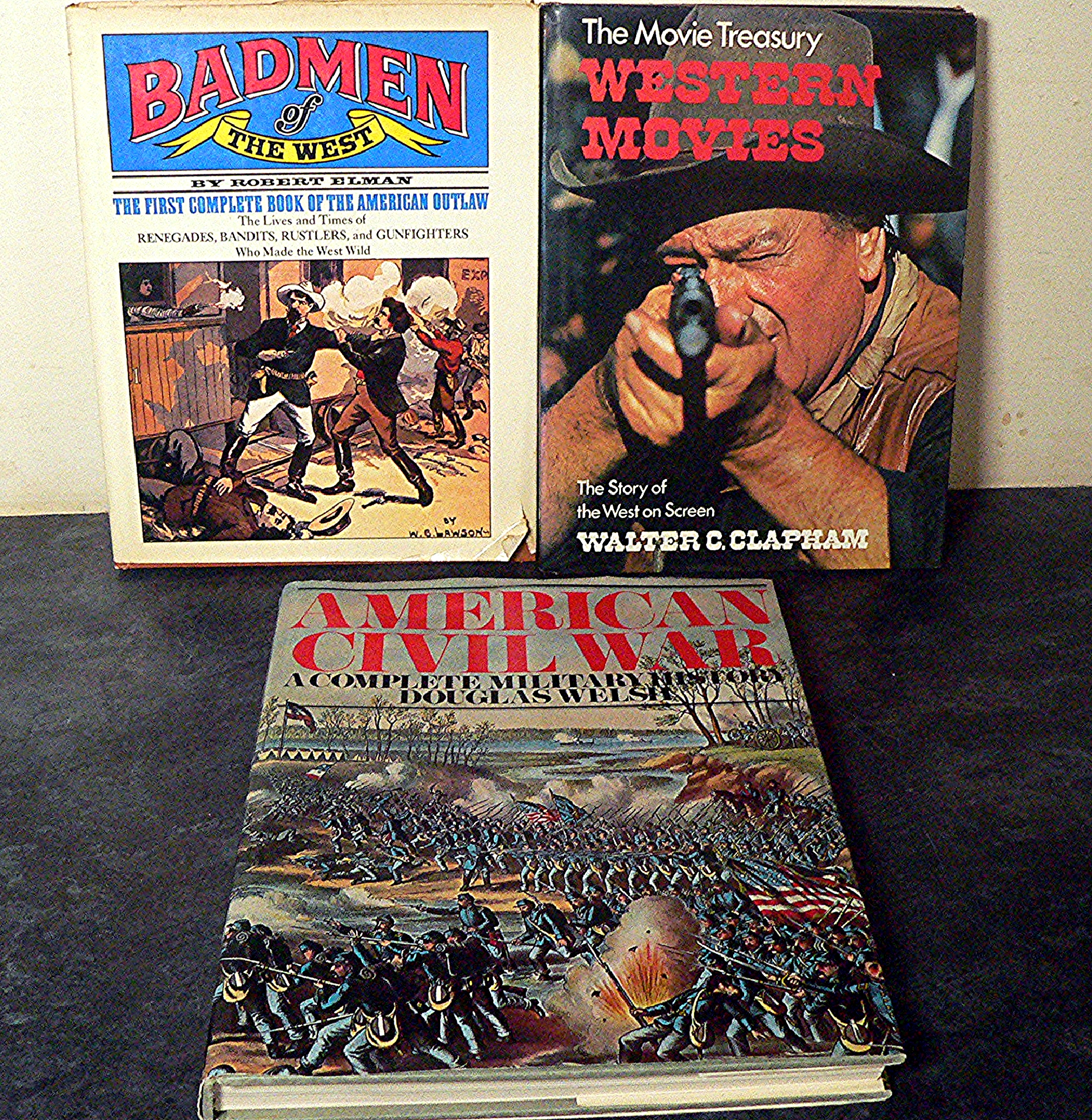 3 x hardbacks - "Complete History of American Civil War, " Westerns & Outlaws