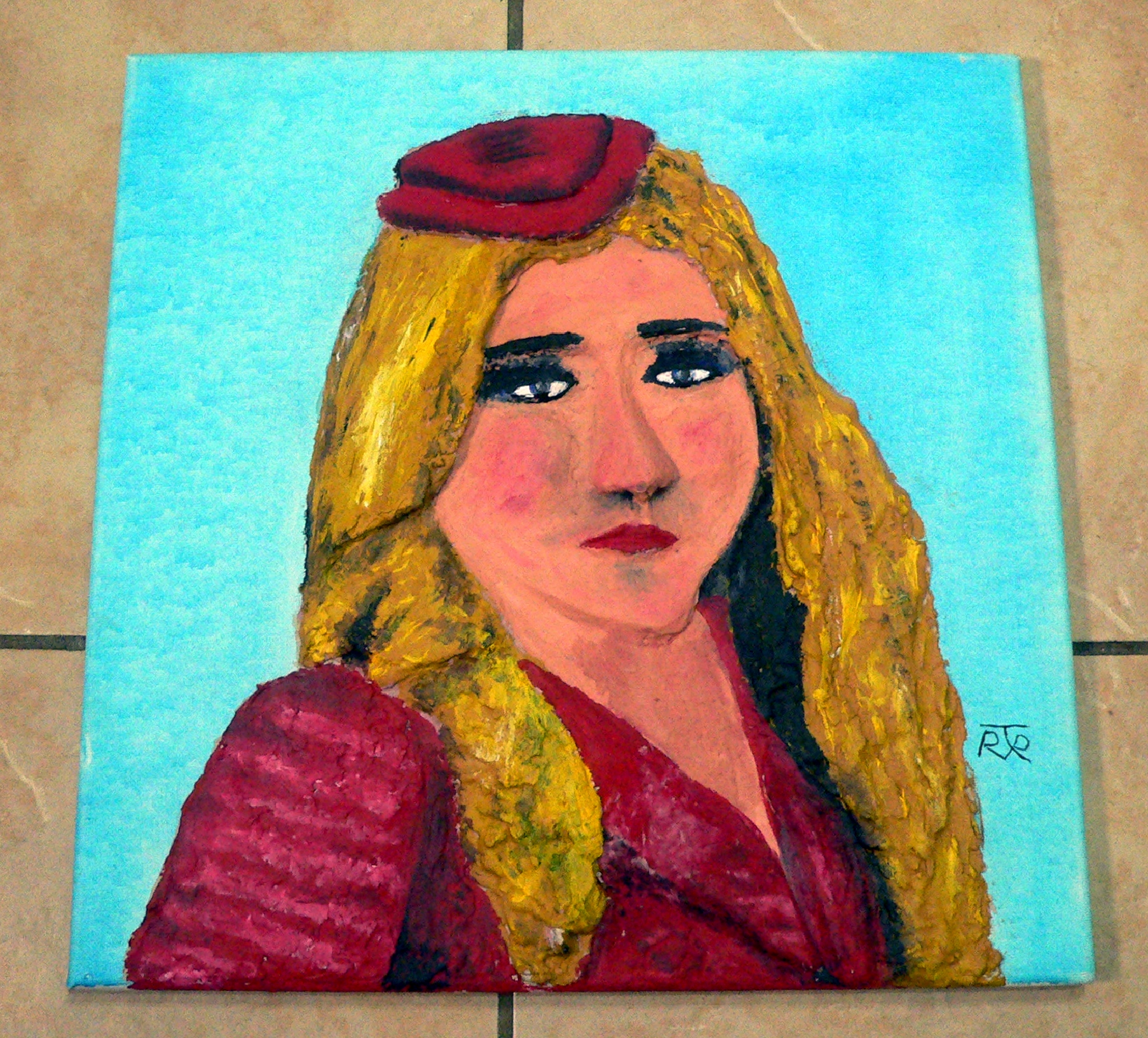 Unusual 3D Embossed Effect Signed 3D Naive Oil Painting