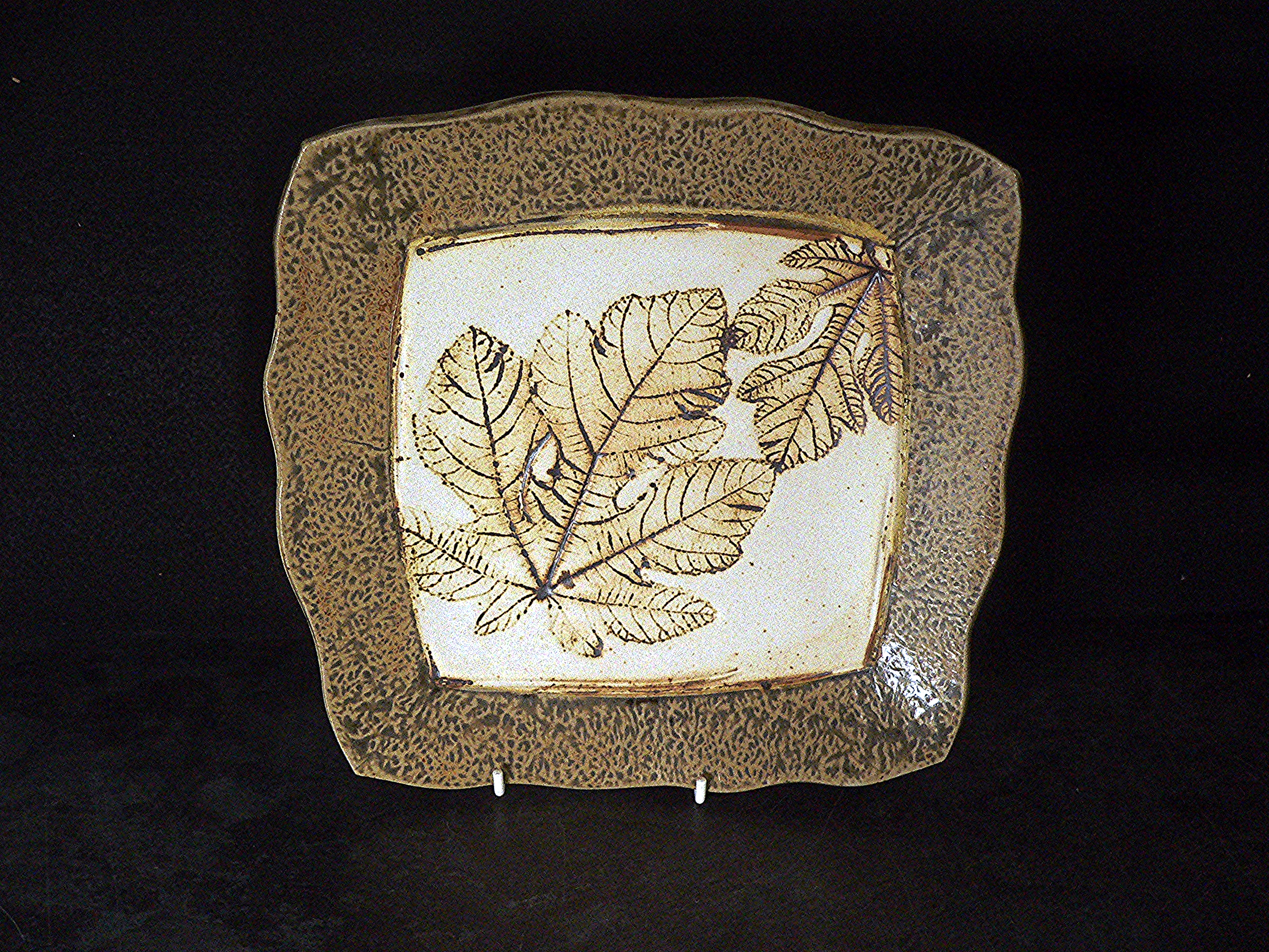 Large 10" diameter studio pottery stoneware footed bowl/dish