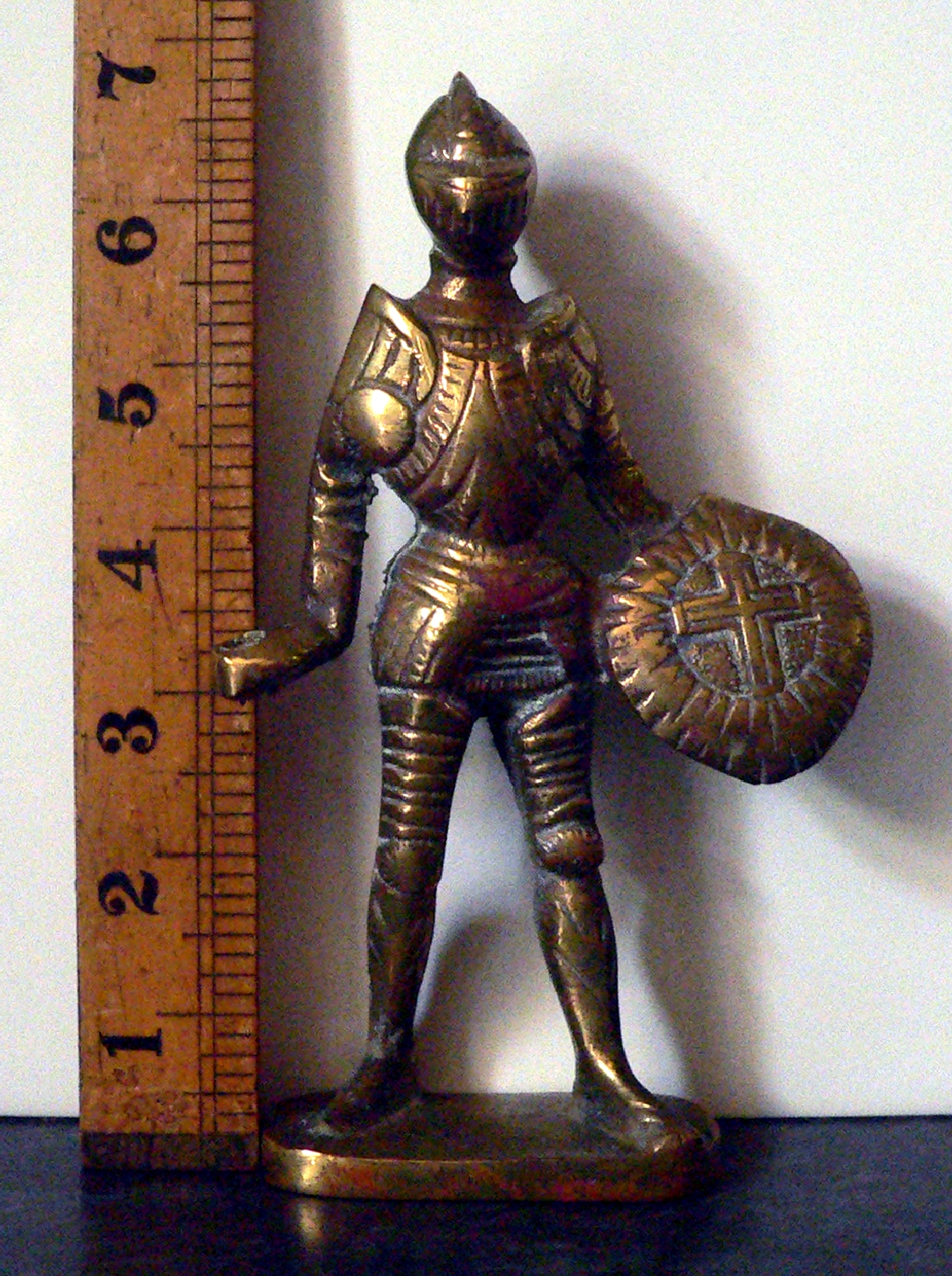 7" Solid brass medieval knight