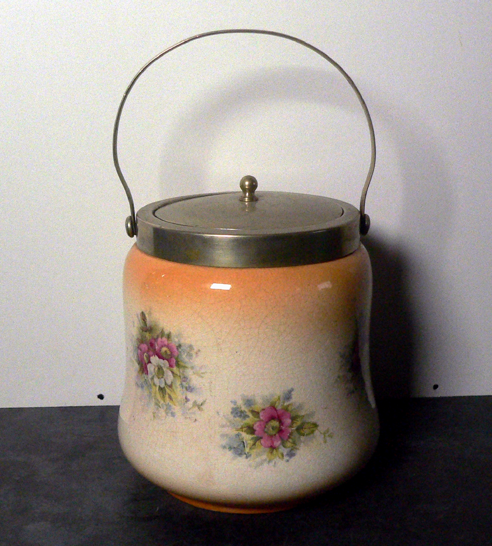 Antique Edwardian Ceramic & EPNS Biscuit Barrel B P & Co Ltd (Clyde Pottery)