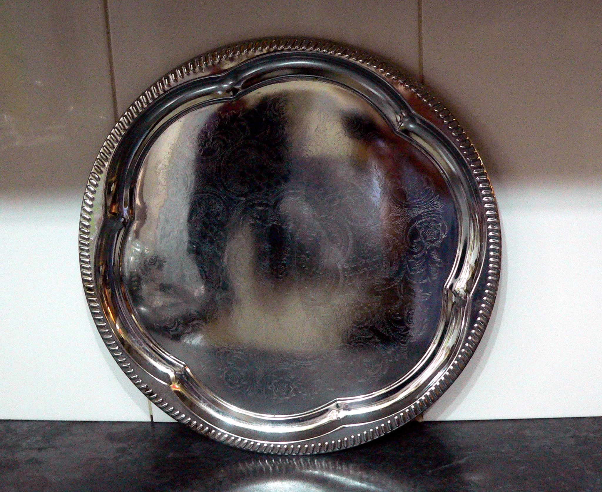 Large metal ASDA serving tray