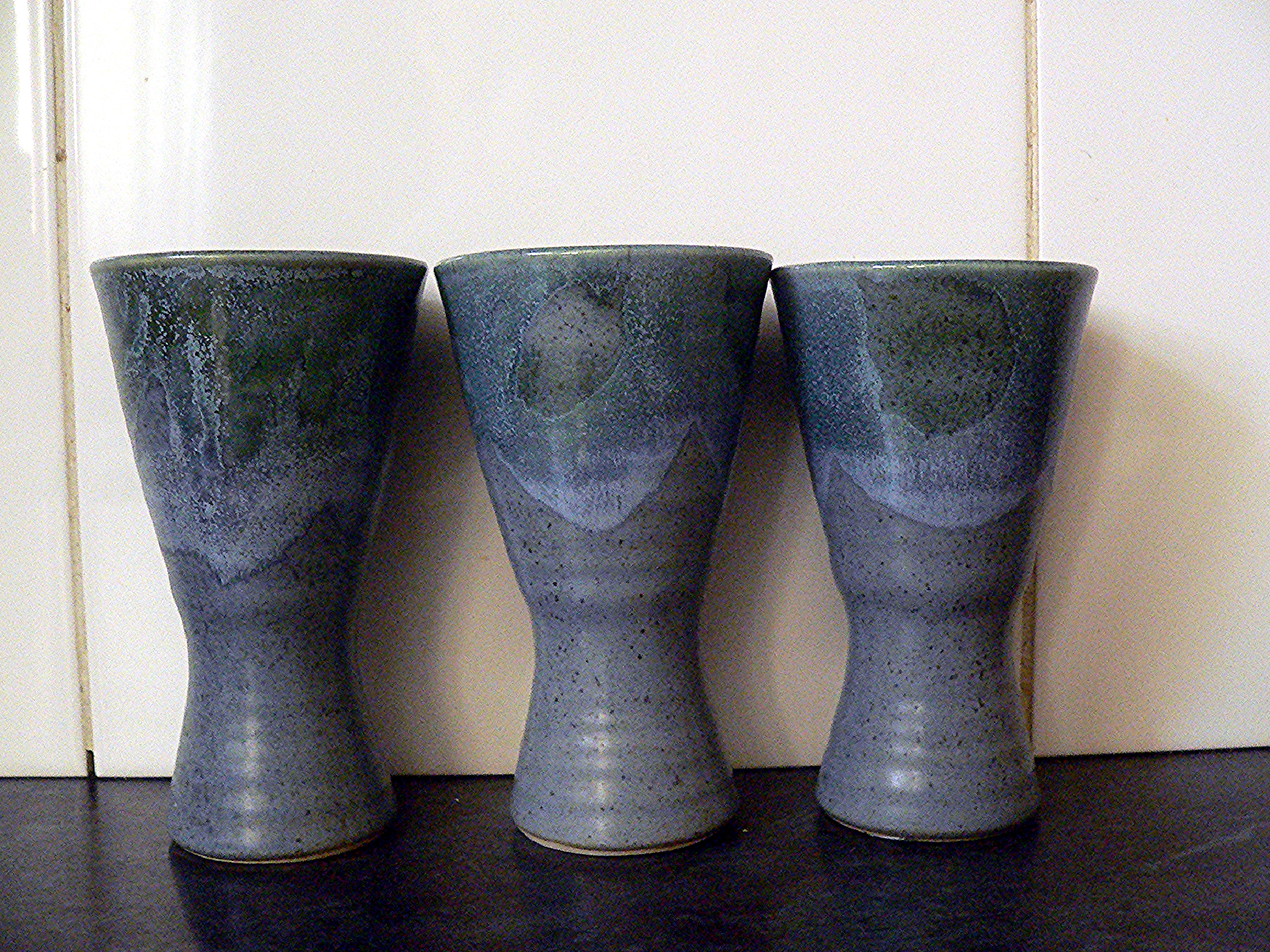 Trio of Lamorna Pottery goblets