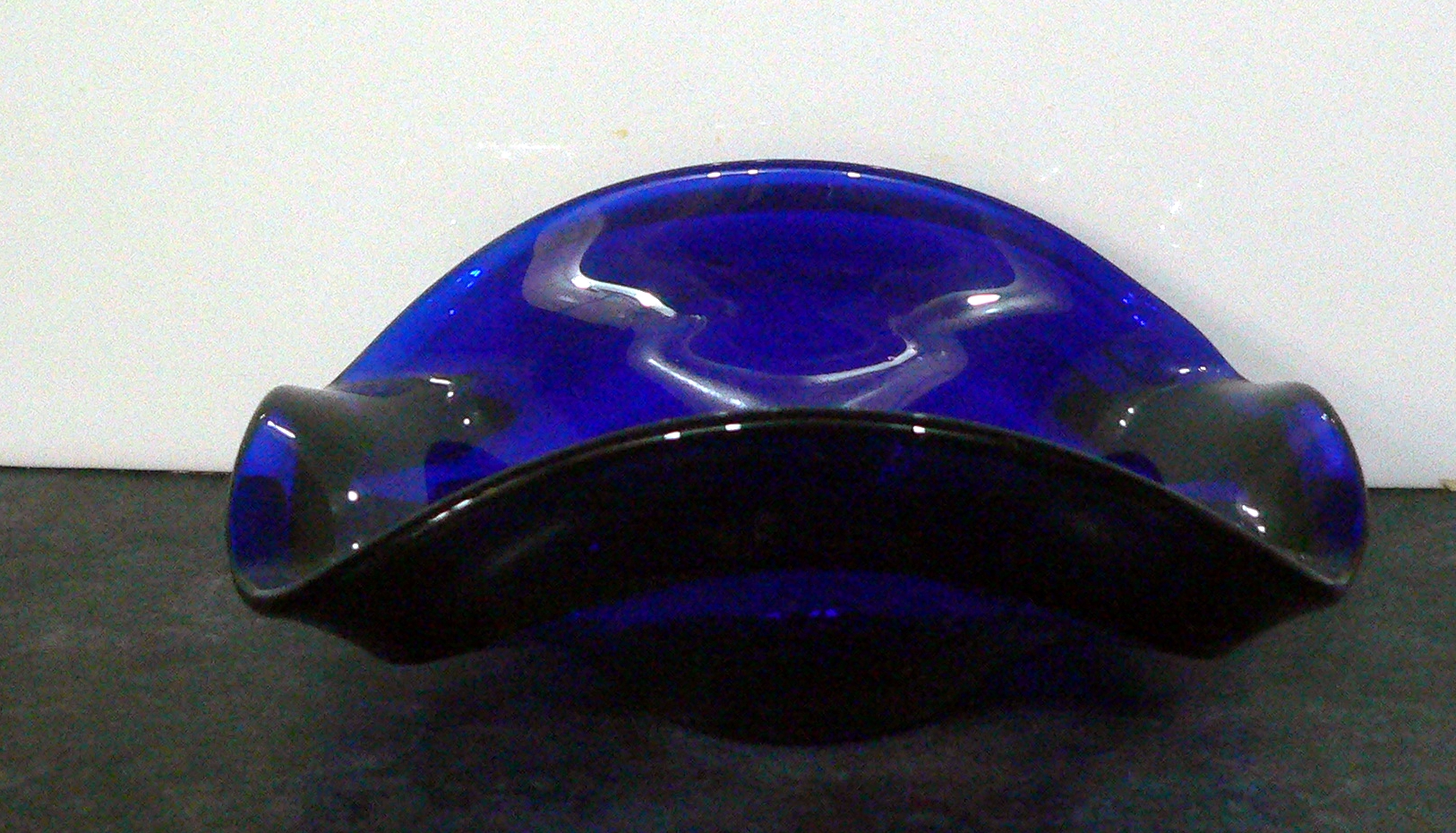 Cobalt blue thick glass dish