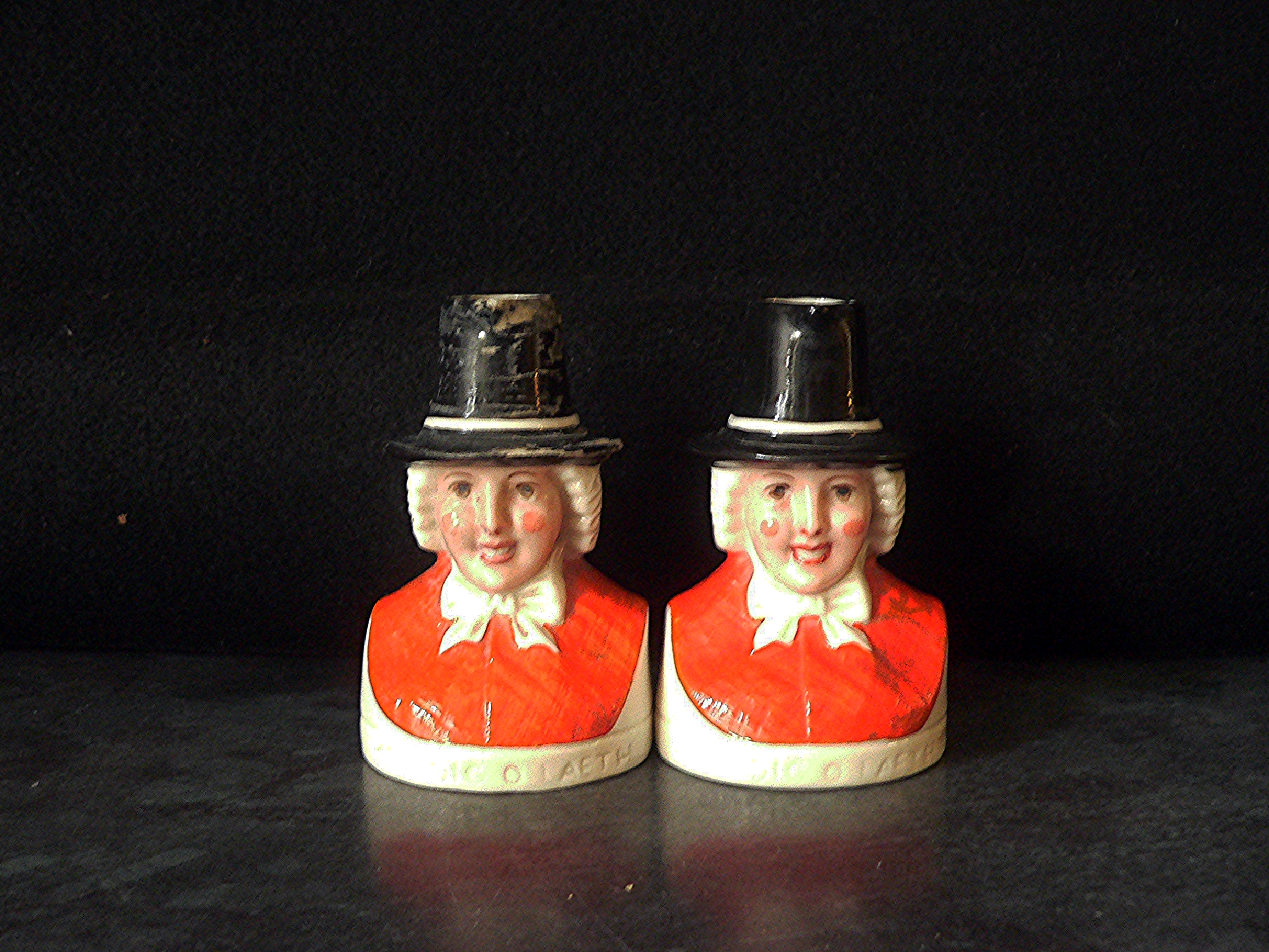 Pair of W.H. Goss Welsh Milkmaid Toby jugs dating from approximately 1900–1925.