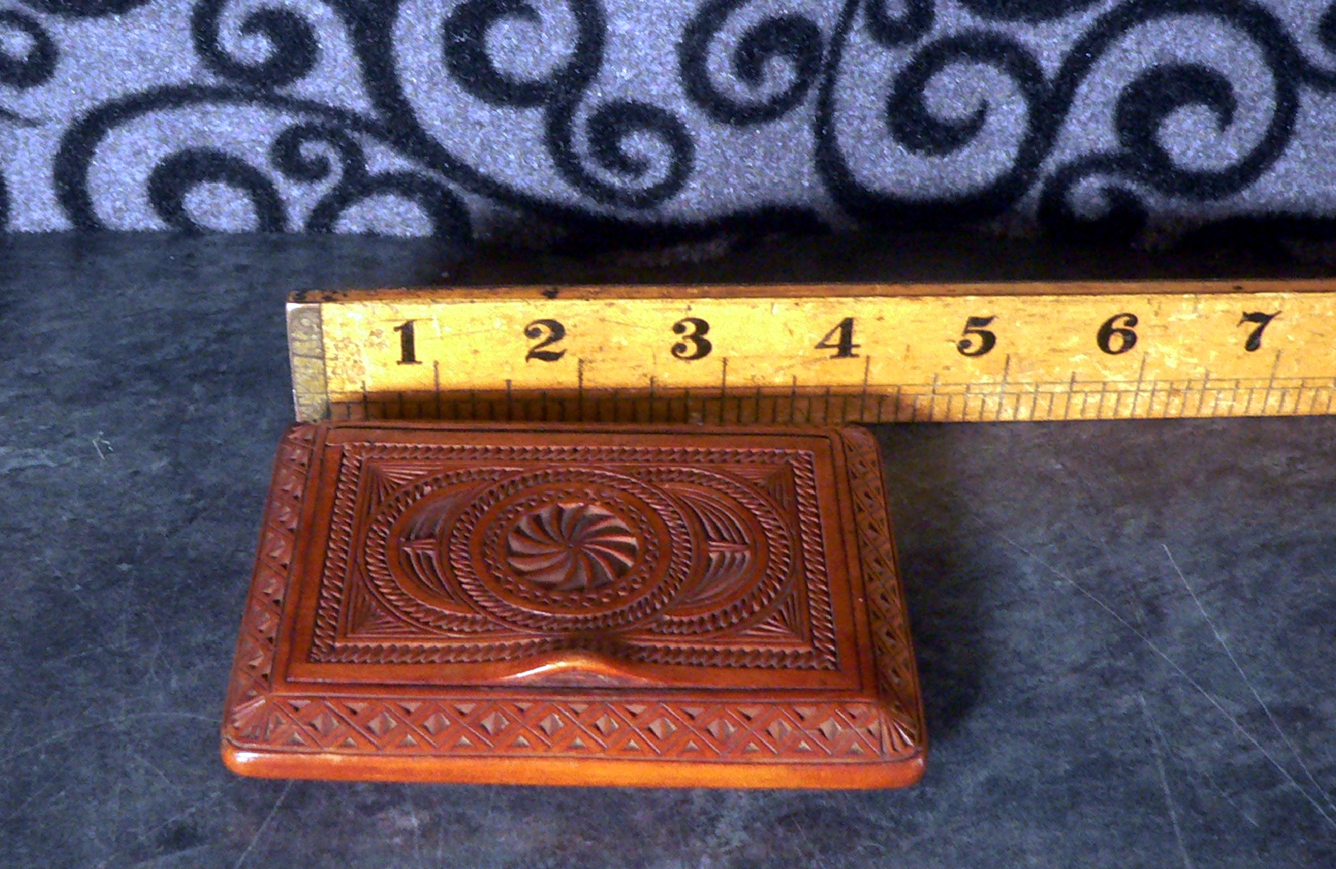 Hinged, wooden, cigarette box.