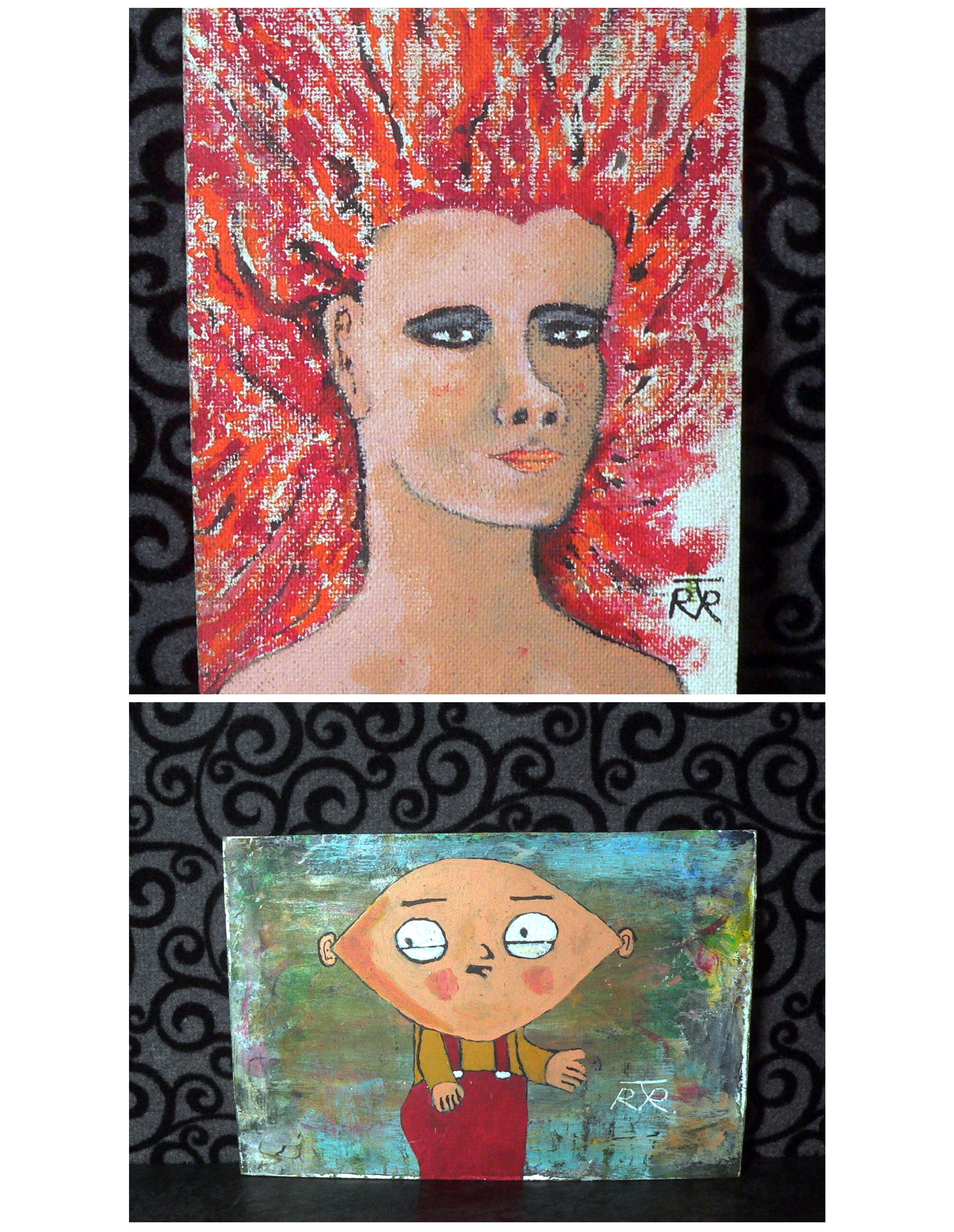 Double sided Richard Tindale (d) painting 12" x 8"