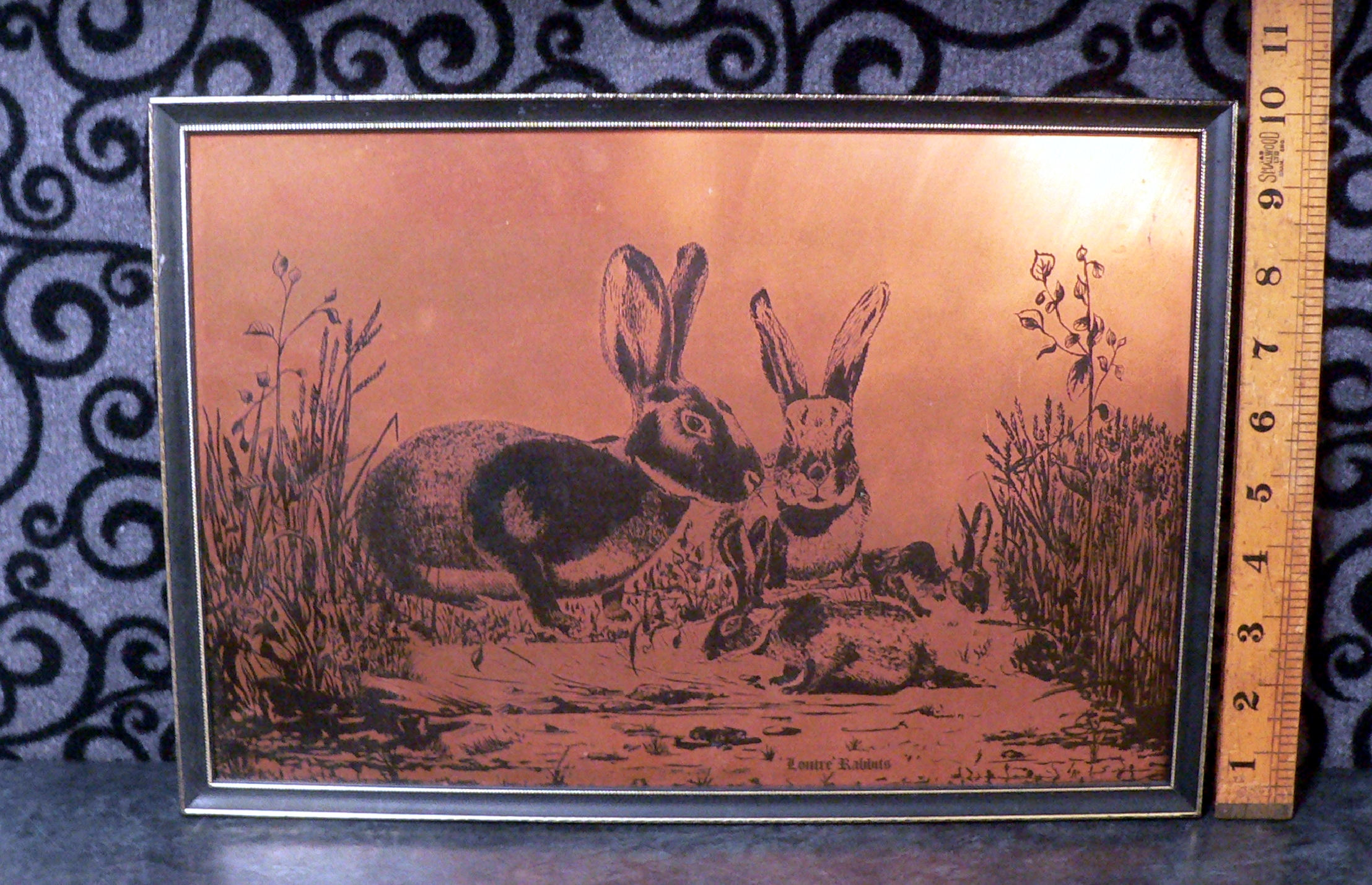 Selwood Fine Arts "Rabbits" copper picture