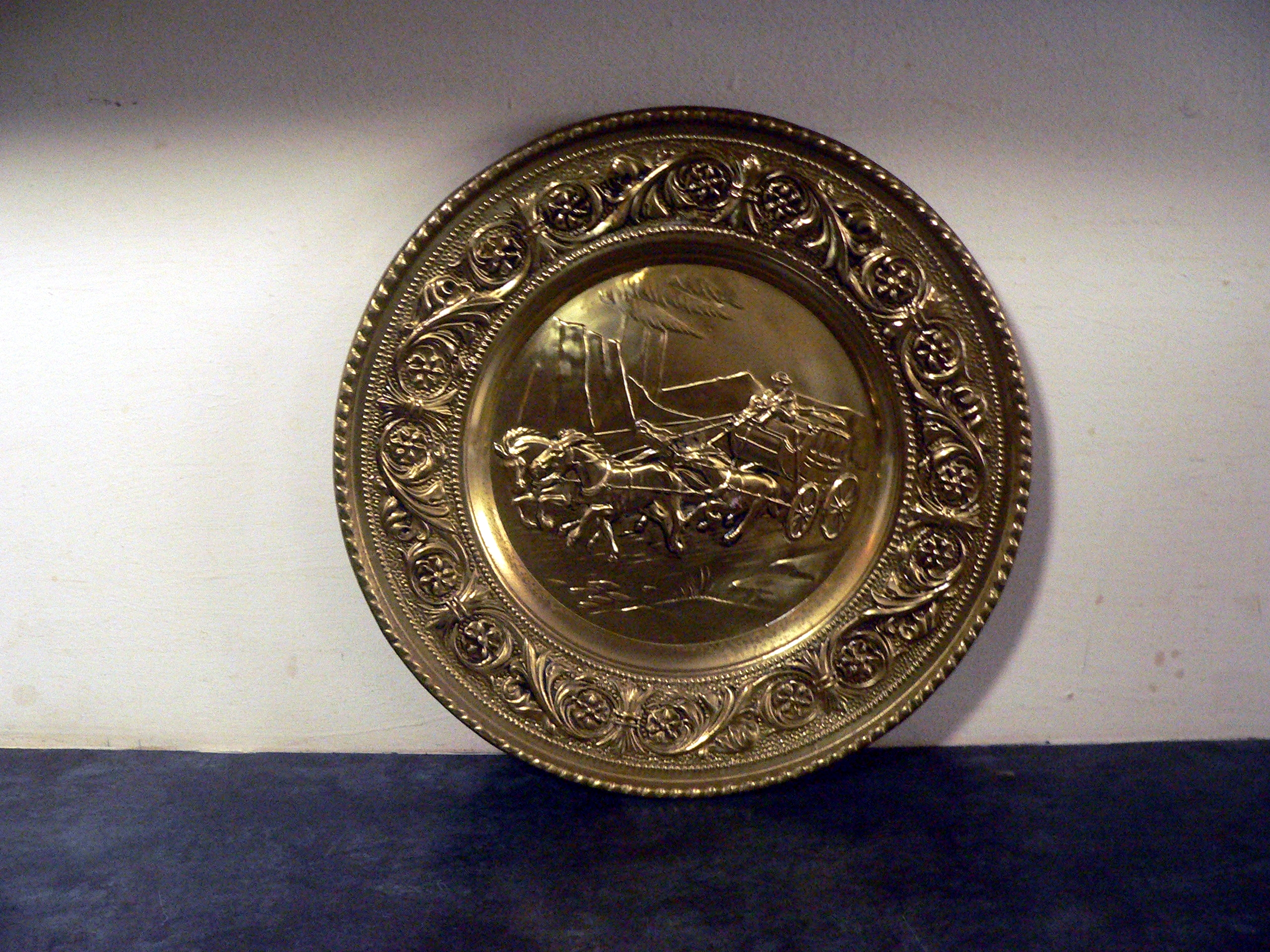 Lightweight vintage brass wall plaque