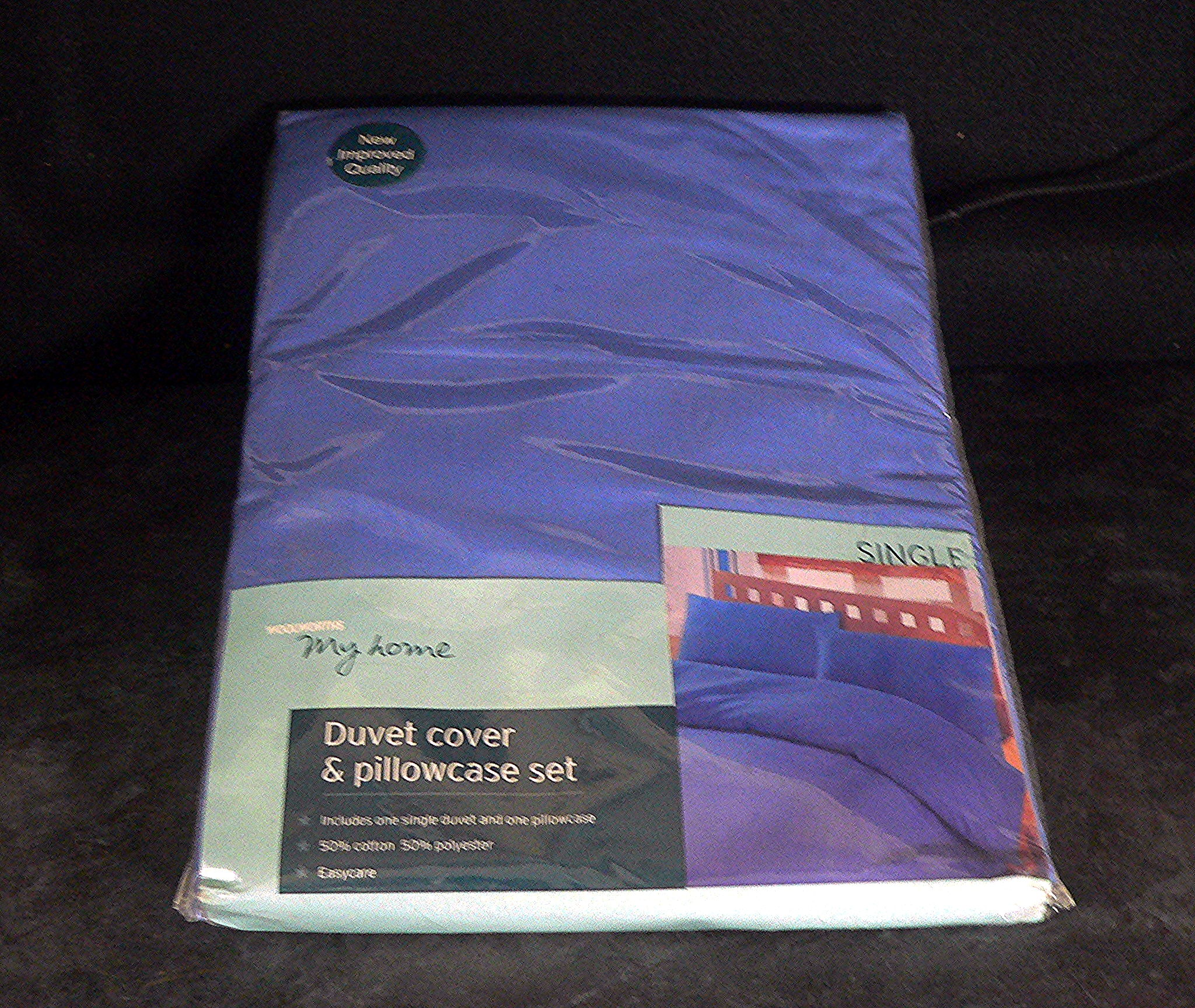 Sealed, single duvet cover set including pillowcase cover
