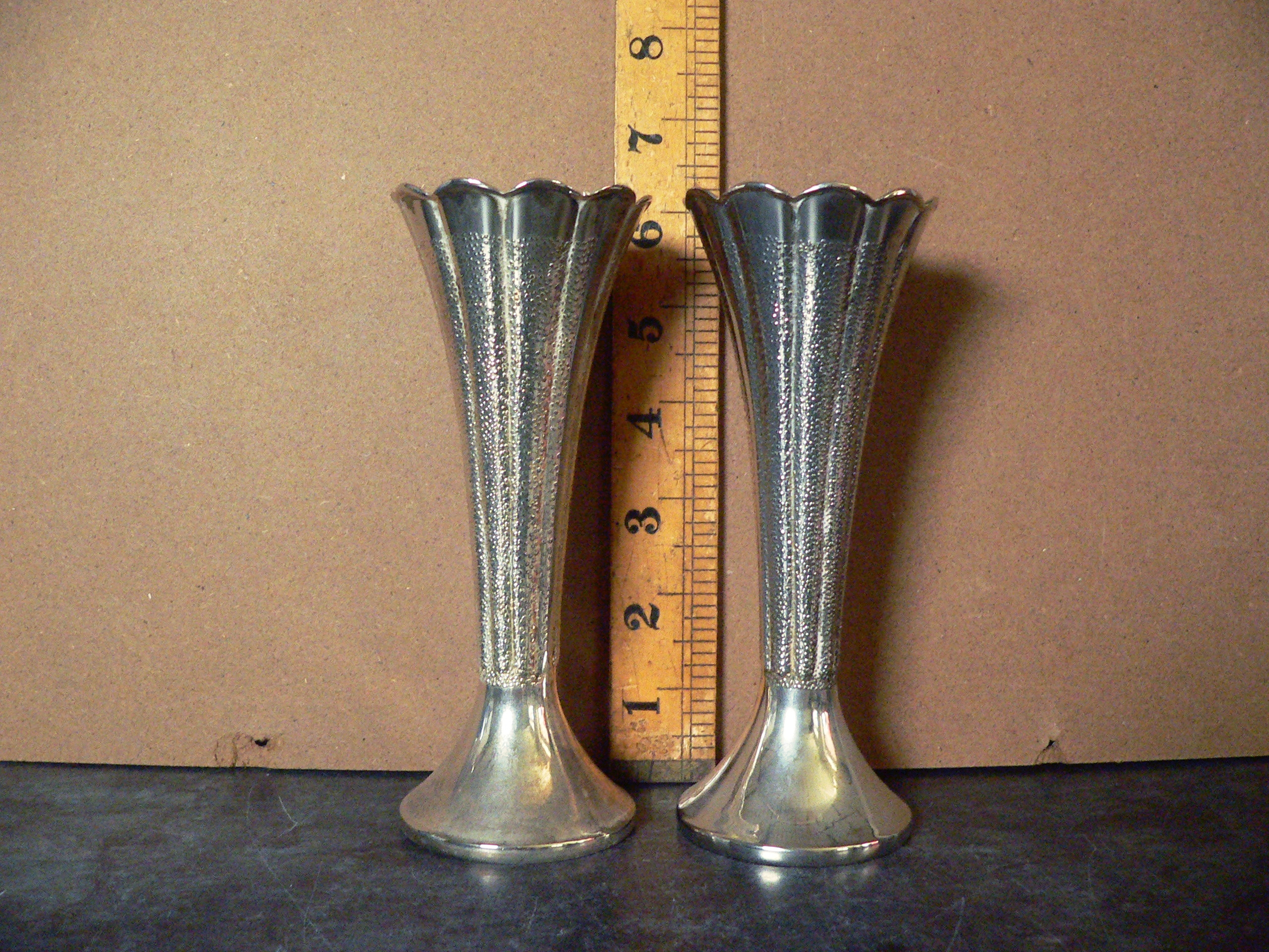 Pair of vintage, plated vases