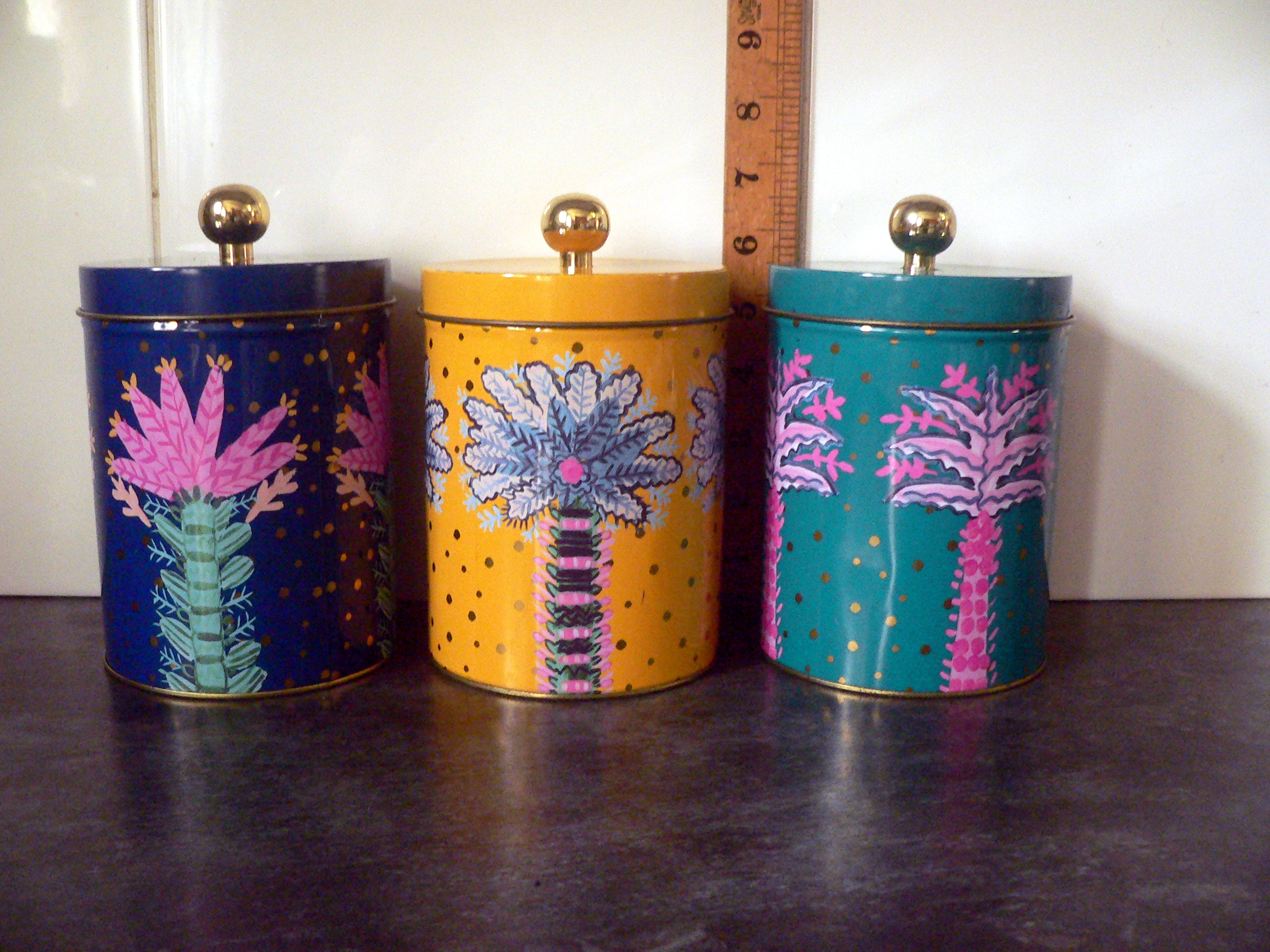 Trio of Debenhams metal storage tins.