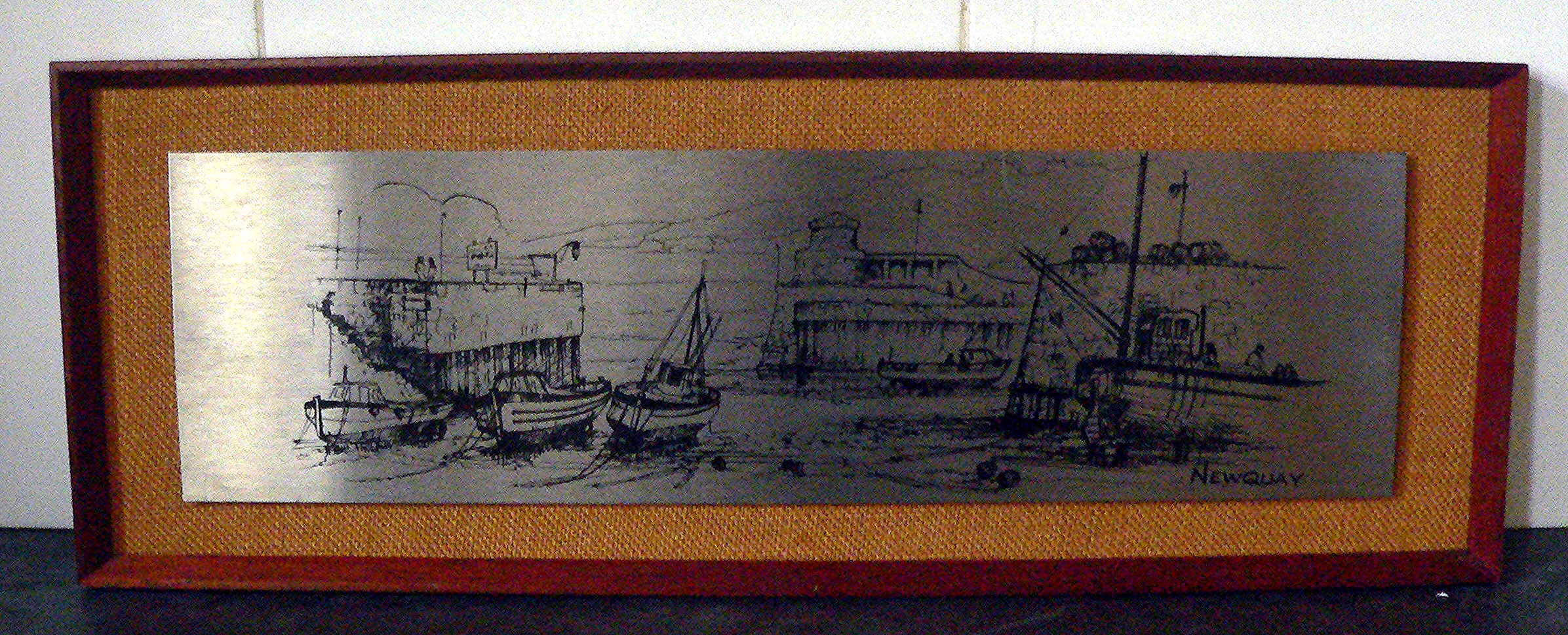 Large stainless steel Newquay Harbour picture - 21" x 7.5"