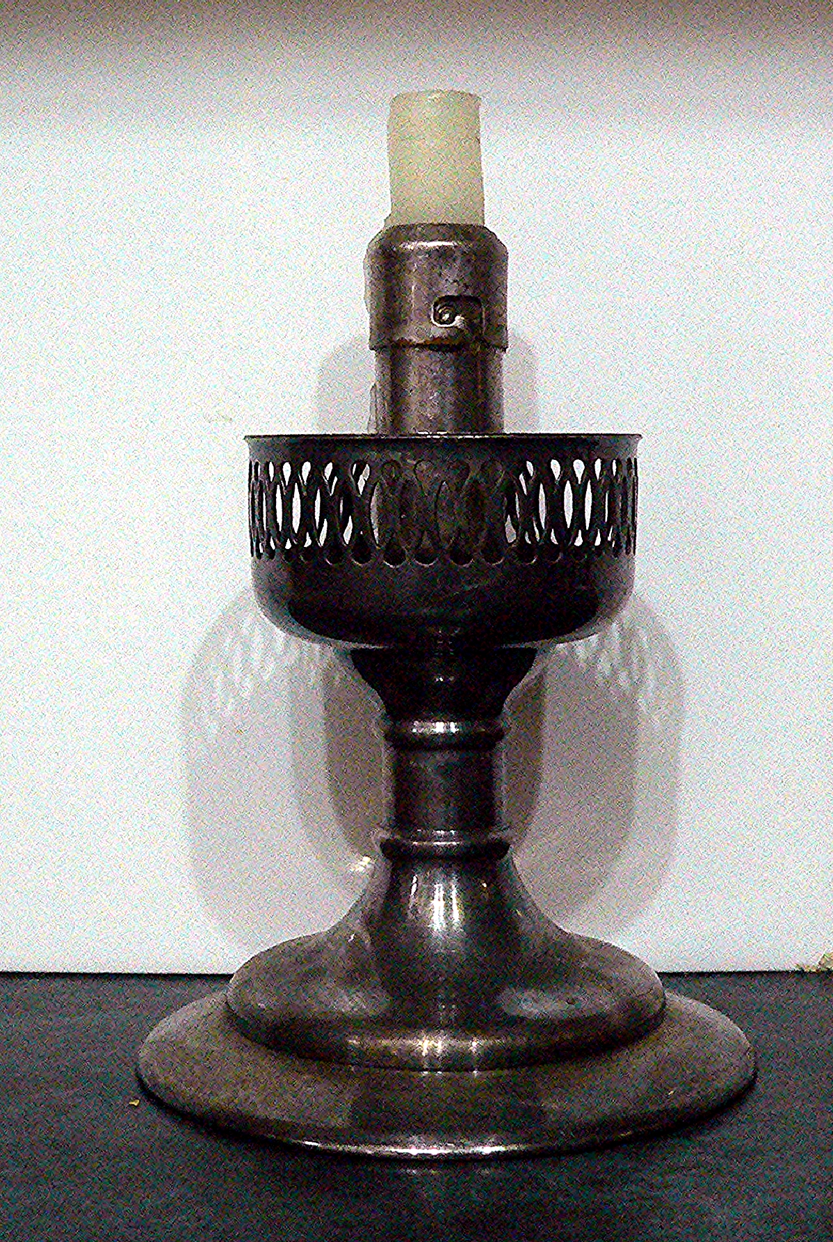Silver plated, galleried candlestick by Pepper & Hope