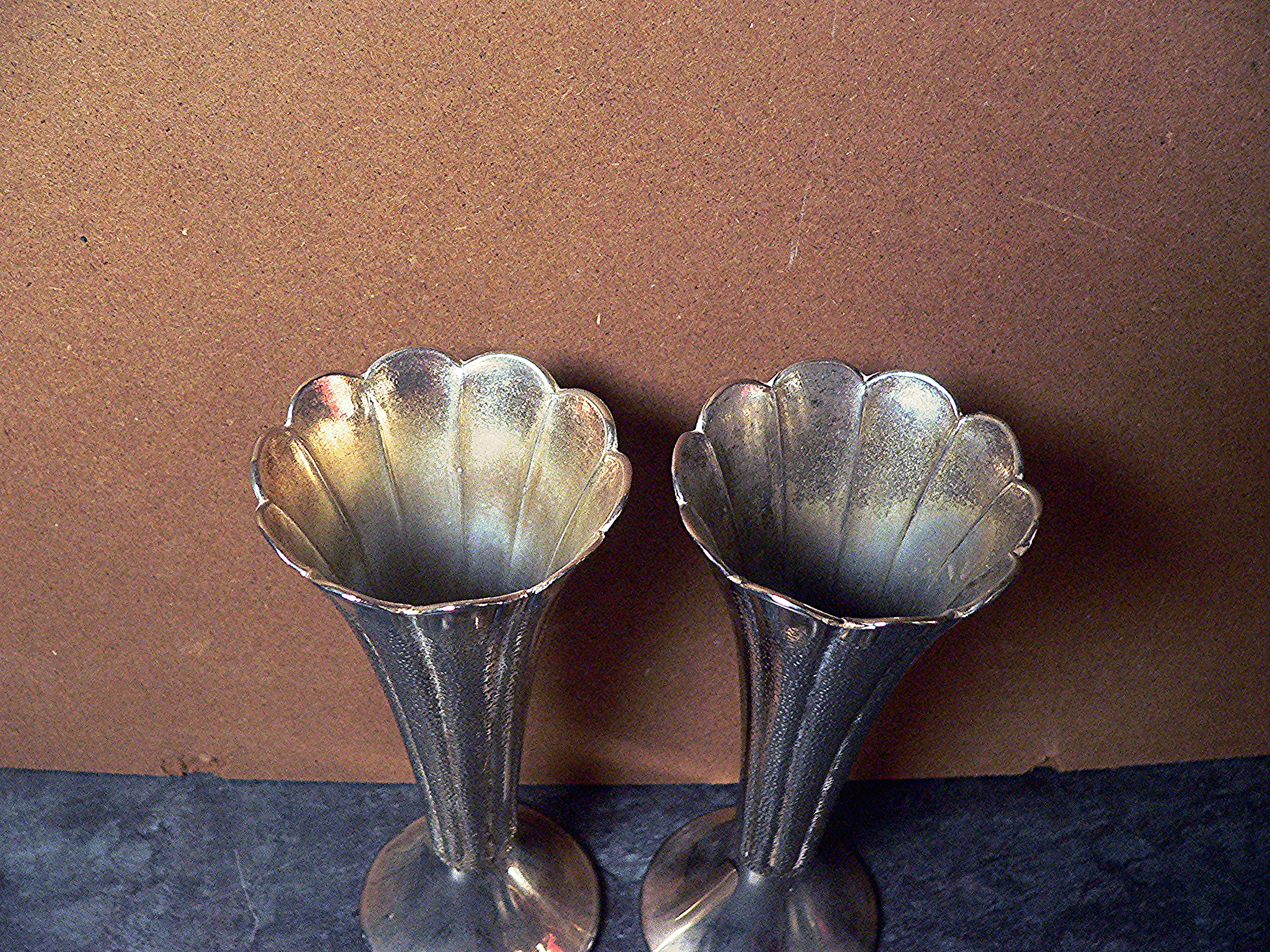 Pair of vintage, plated vases