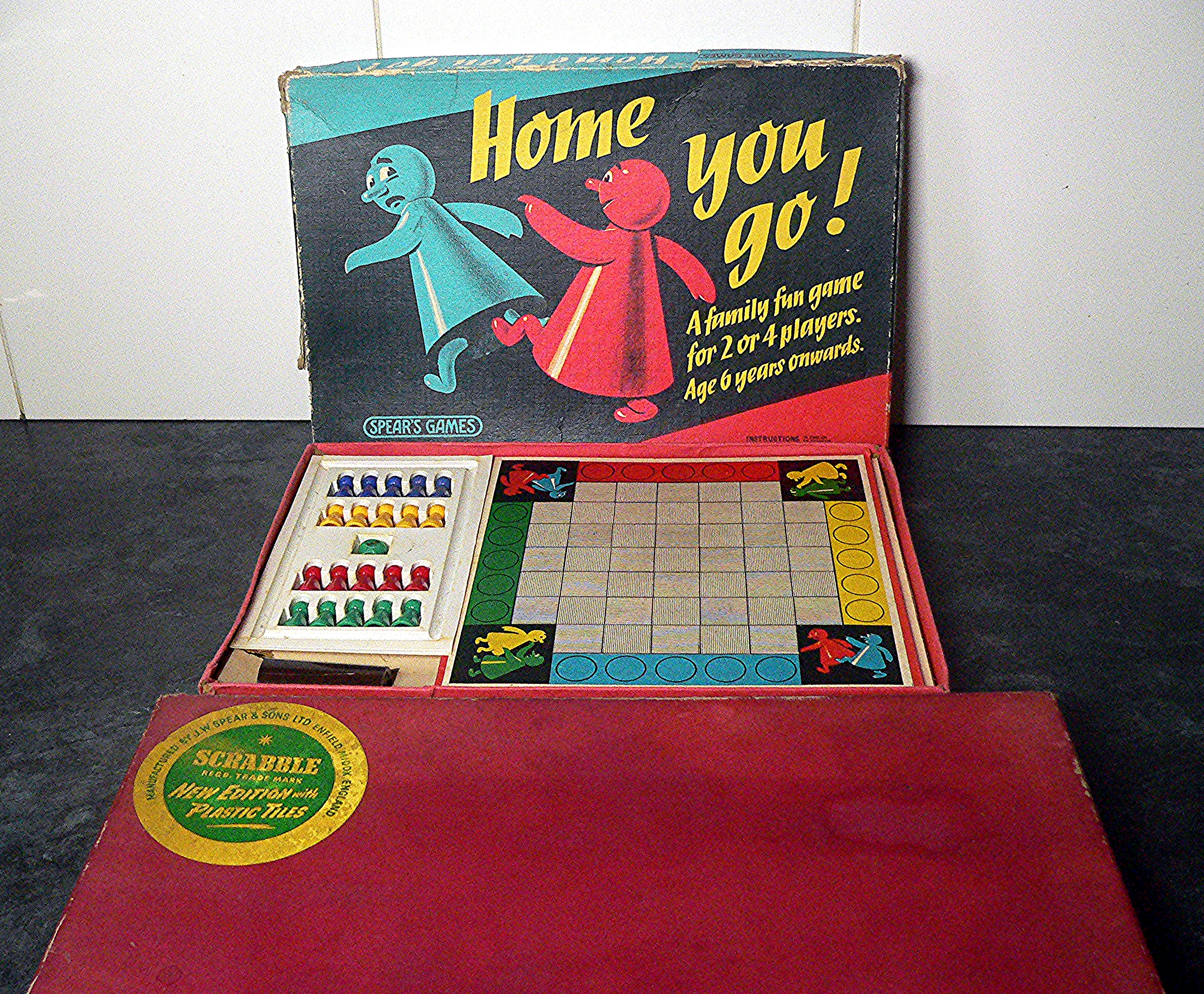 Pair of vintage games. 1954 Scrabble and Home you Go! Both are complete.