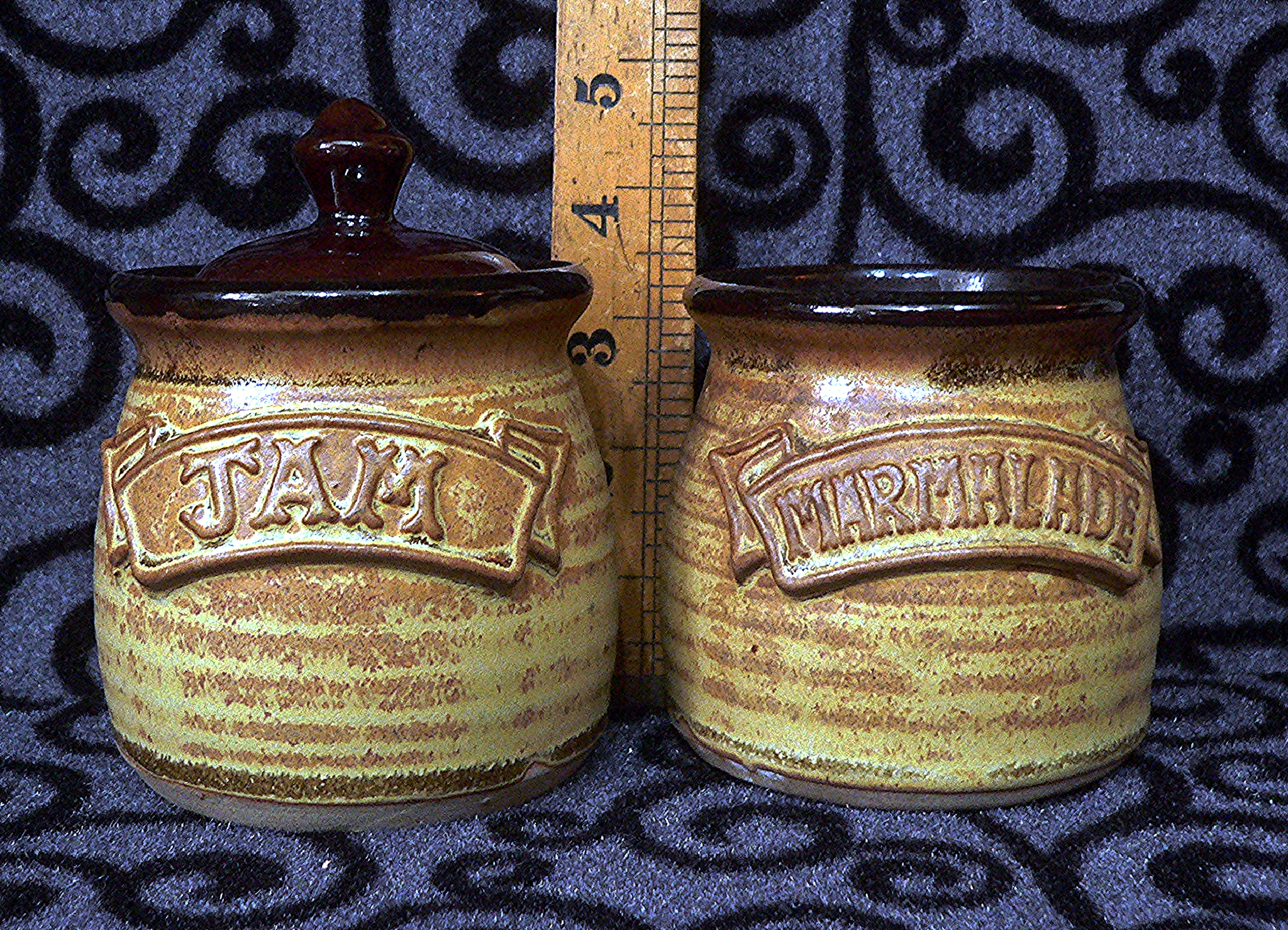 Pair of studio pottery preserve pots.