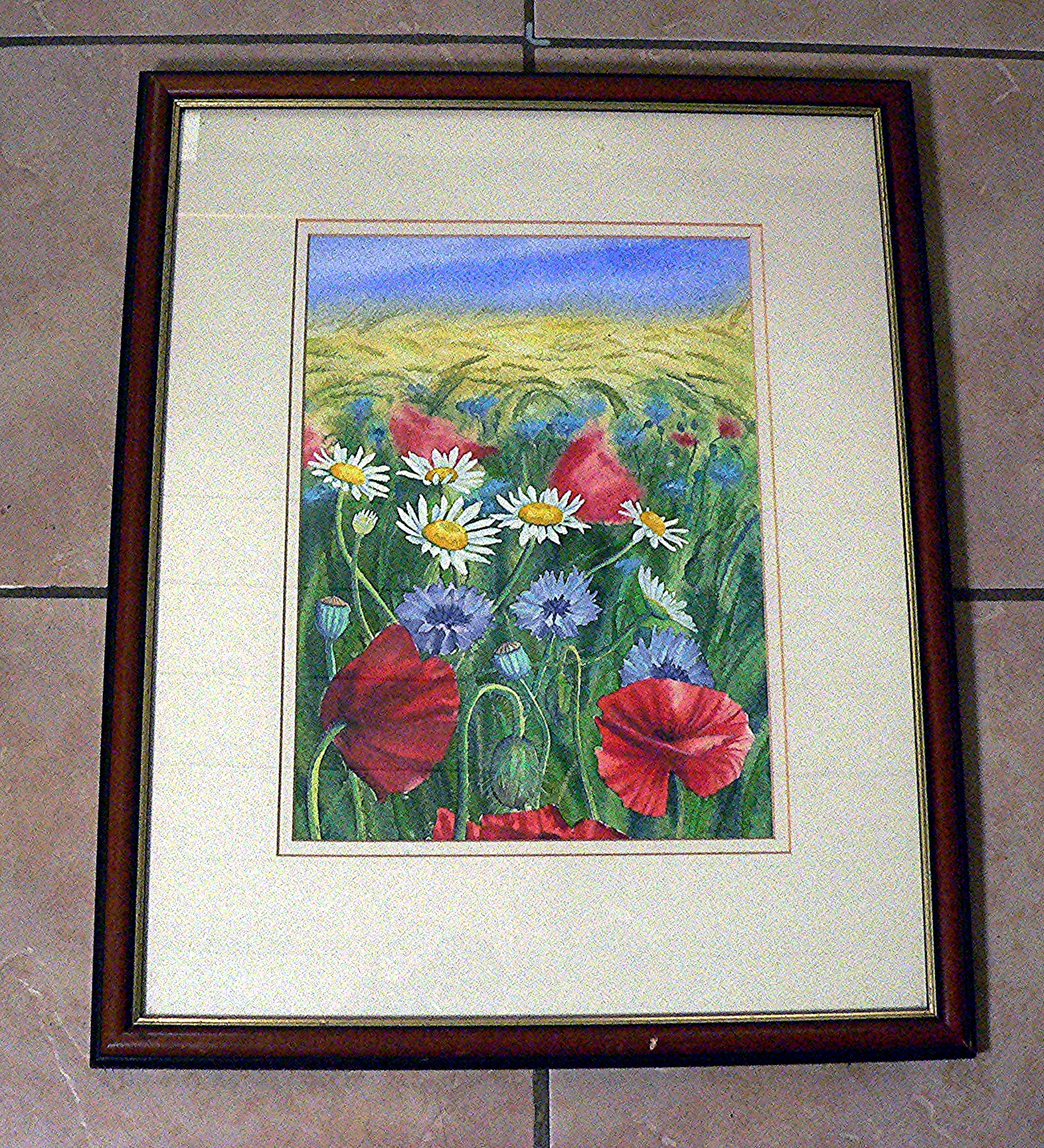 Large, 1986 Original Watercolour Signed Davies RRP £220 Titled "Daisies" - NO Post on this item