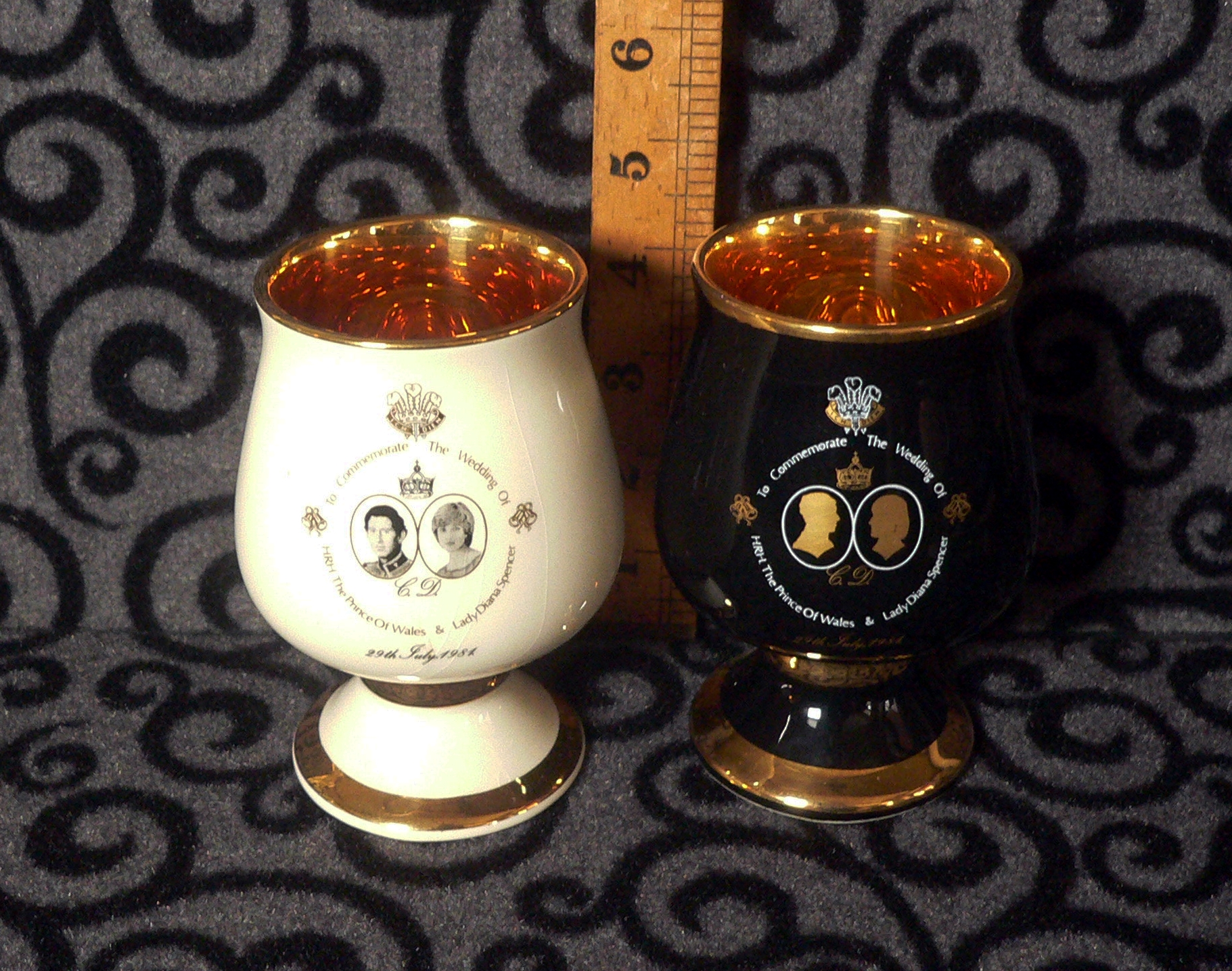 Pair of 1982 ceramic wedding goblets