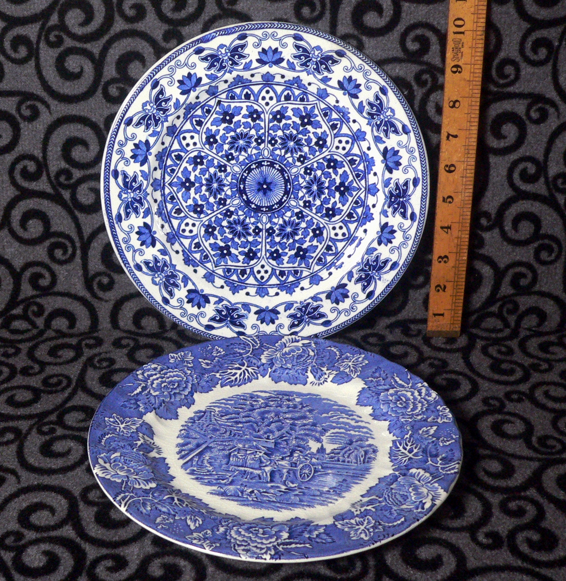 Pair of vintage blue & white dinner plates