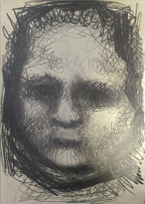 Голова 1986 год. В. Михайлов - Голова 1986 год. 
Бумага, карандаш. 
Формат: 29,2 х 20,5 
Работа 