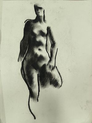 Набросок женской фигуры 1975 год. В. Михайлов - Набросок женской фигуры 1975 год. 
Бумага 