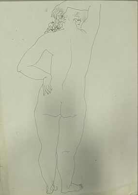 Стоящая женская фигура. В. Михайлов - Стоящая женская фигура 
Конец 1980ых годов. 
Бумага, тушь 